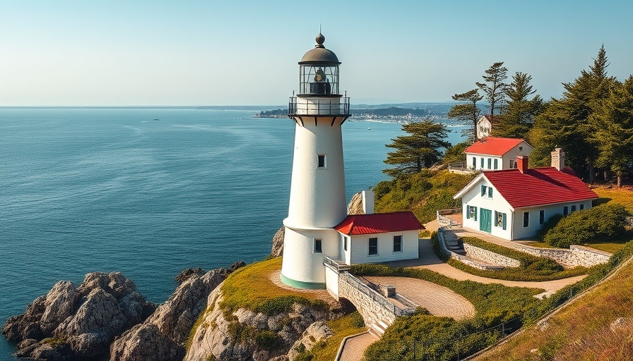 Charming coastal lighthouse near affordable places in Rhode Island.