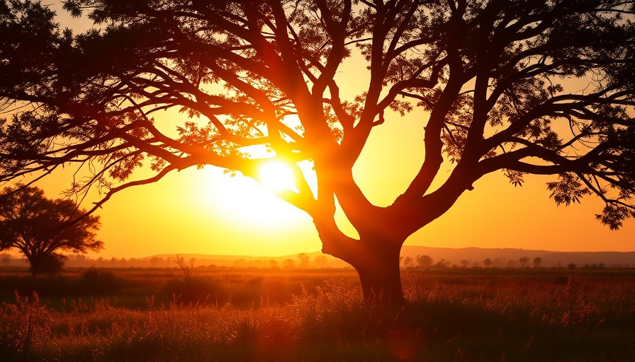 Summer sunset through a tree in Plano, Texas