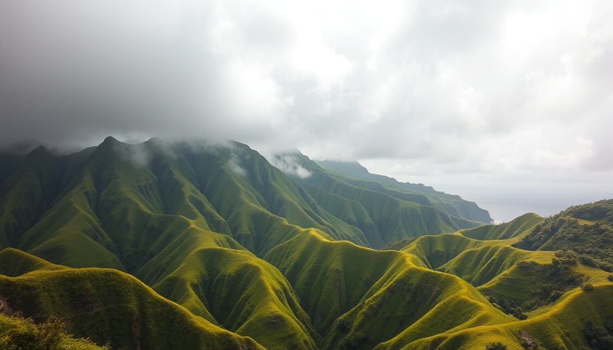 Scenic view of lush green mountains in Hawaii