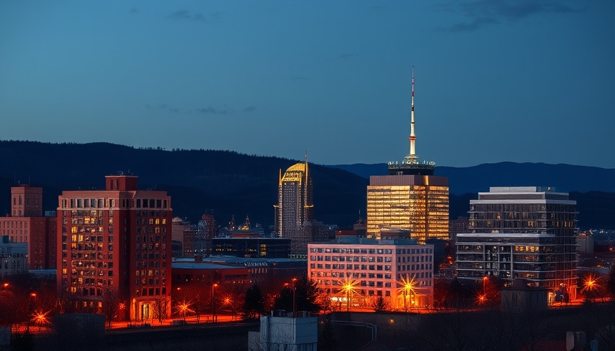 Connecticut city skyline at night, vibrant lights, affordable places to live.