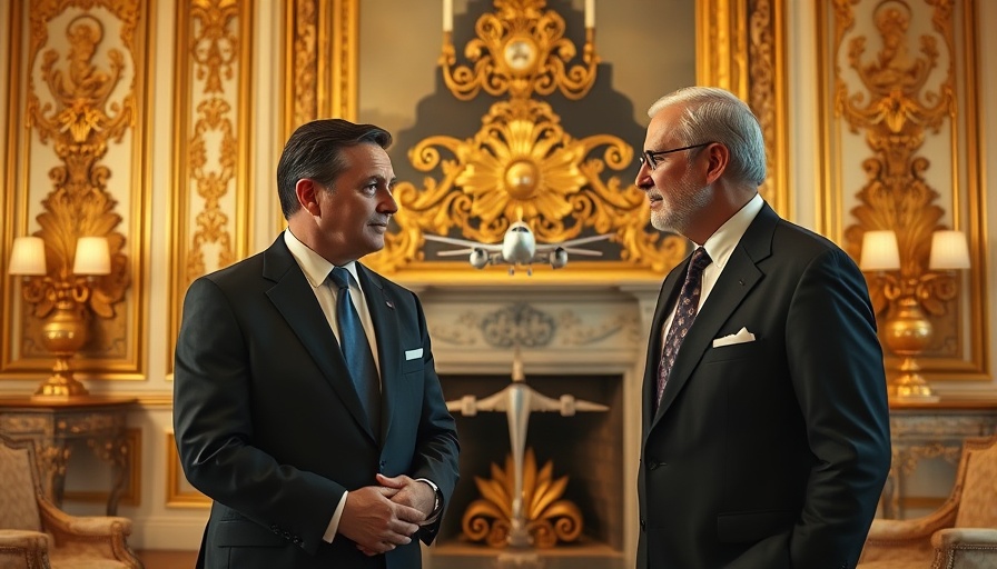 Elegant room with two men conversing, Mark Carney Canada Not for Sale.