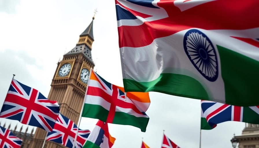 UK and Indian flags in front of Big Ben, symbolizing UK-India trade deal.