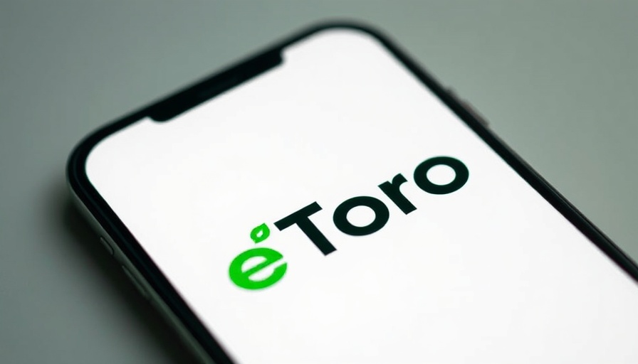 eToro IPO plans visualized with logo on smartphone screen