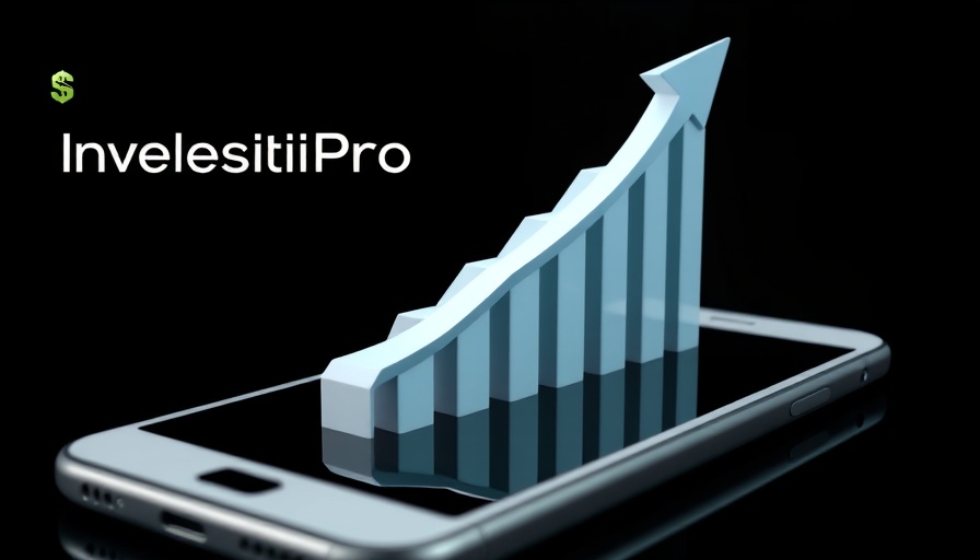 Financial growth 3D bar graph on smartphone, Brazil judge news.