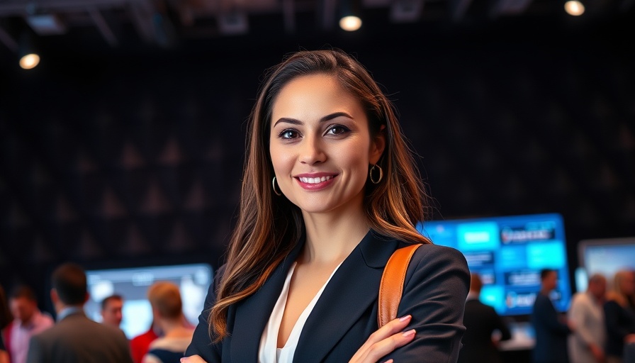 Modern banner of AI-native startups tech event with a CEO.