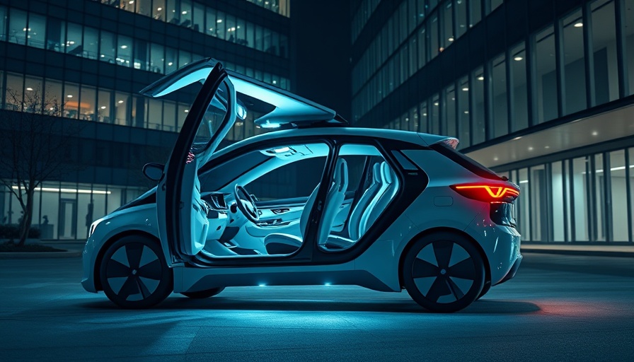 Zoox autonomous vehicle with open doors in a nighttime setting.