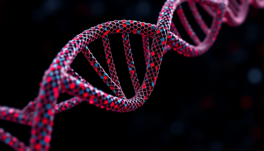 Mosaic DNA helix in digital style represents data-driven biology discovery.