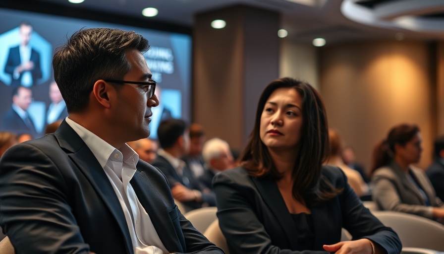 Conference attendees discussing AI skills gap in government leadership.