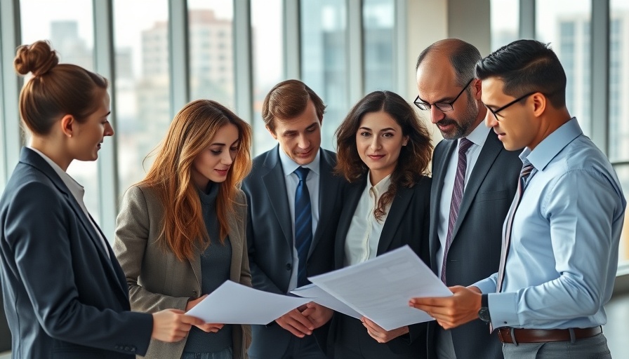 Professionals discussing debt settlement at modern office