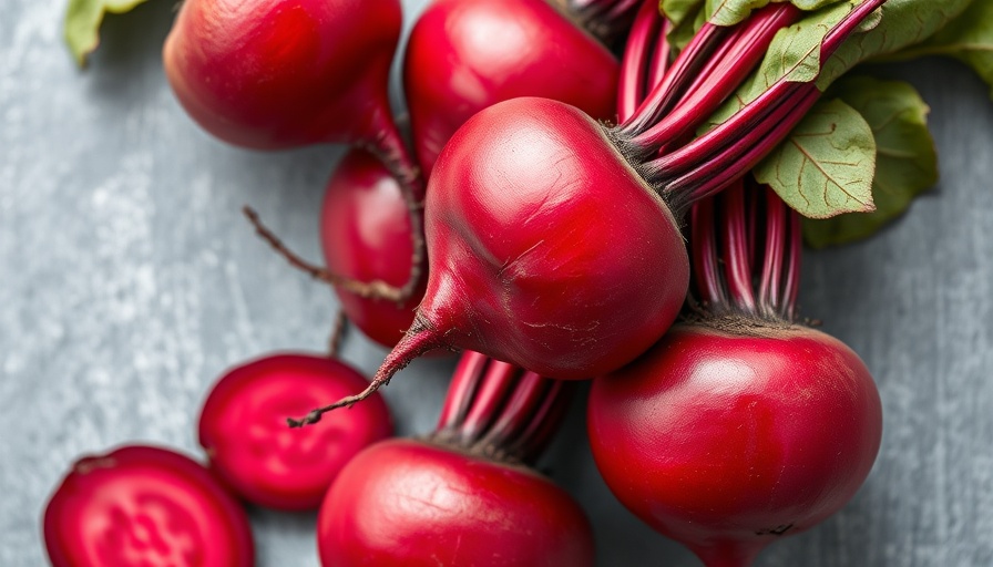 Fresh beets showcasing vibrant color against a light surface.