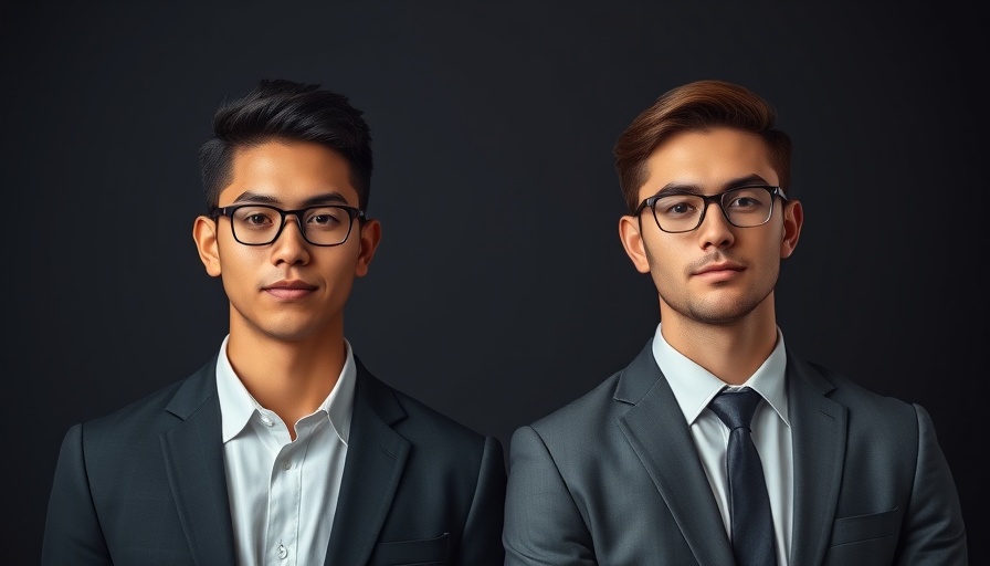 Professional portrait of two young businessmen, airline miles without credit cards context.