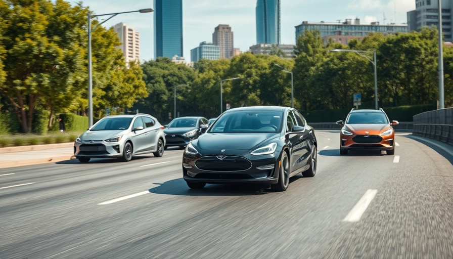 Electric cars on city highway reflecting business startup funding