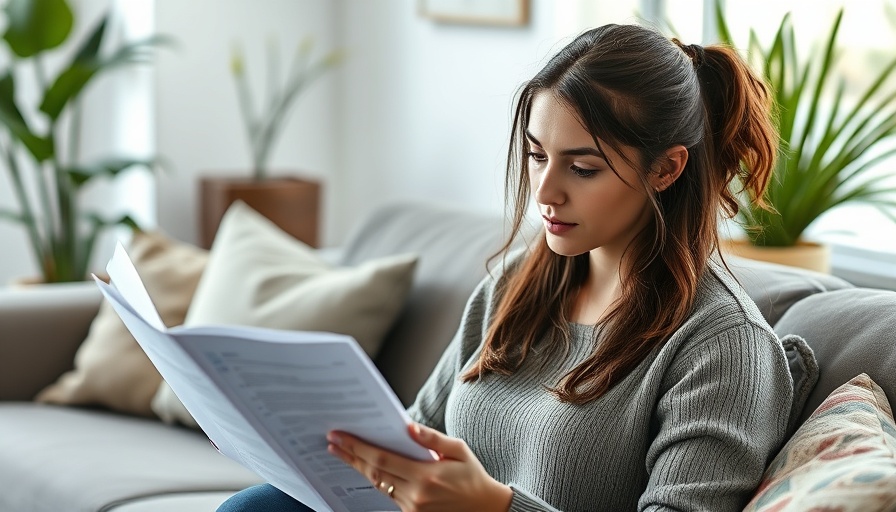 Young woman reviewing documents for private student loan settlement.
