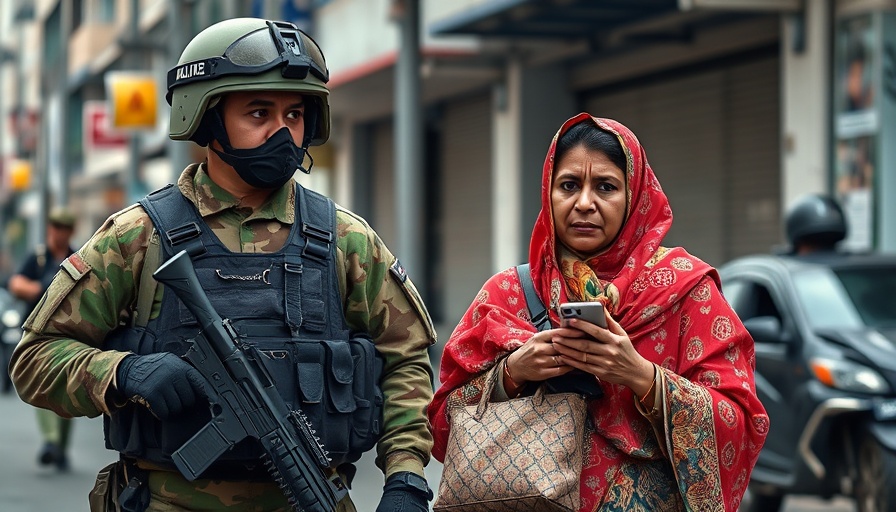 India Pakistan Military Comparison: Soldier and civilian in security setting.