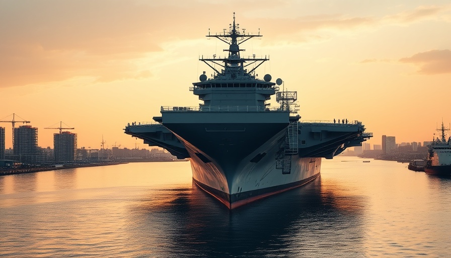UK military aircraft carrier docked in a European harbor.