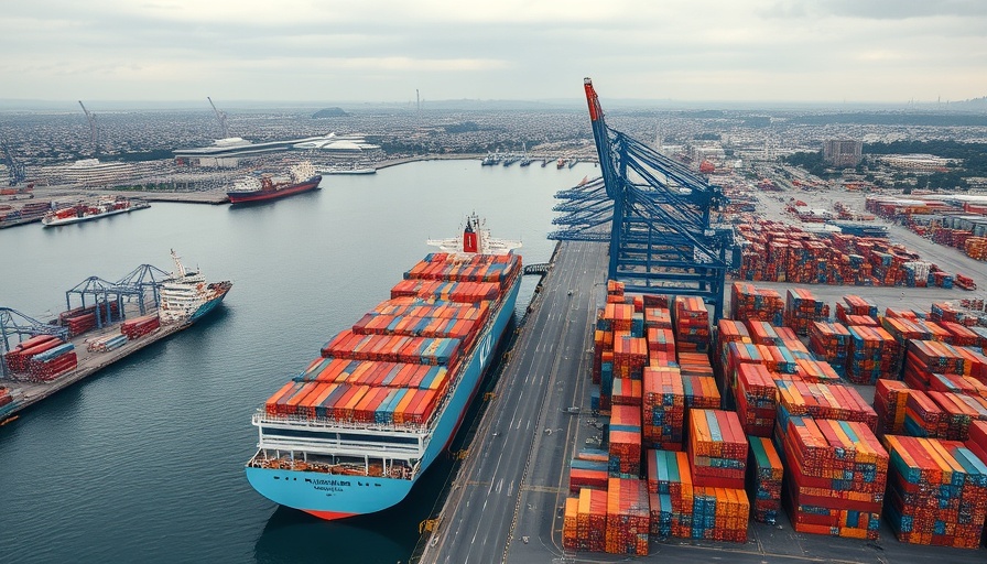 Busy port illustrating US-China trade talks with cargo ships docked.
