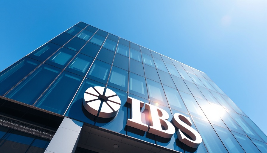 DBS Bank logo on modern building under clear sky, industrial.