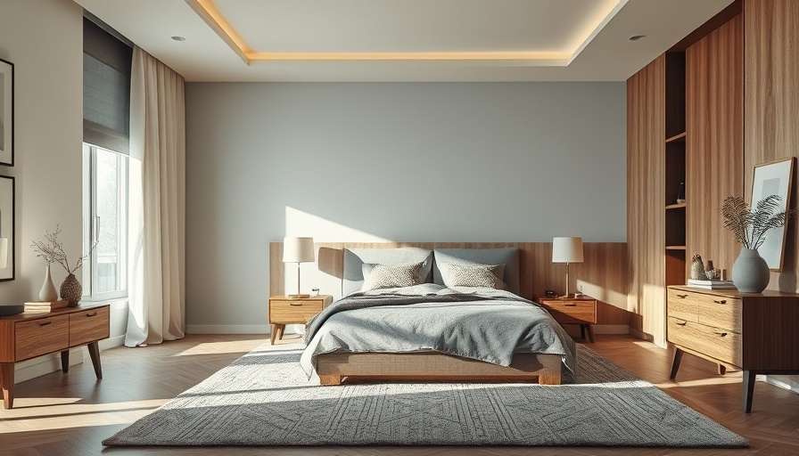 Modern bedroom with layered lighting and elegant decor.