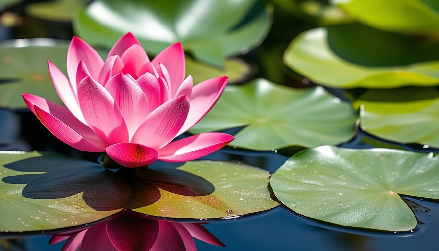 Vibrant pink lotus on pond symbolizing lotus silk sustainable fashion