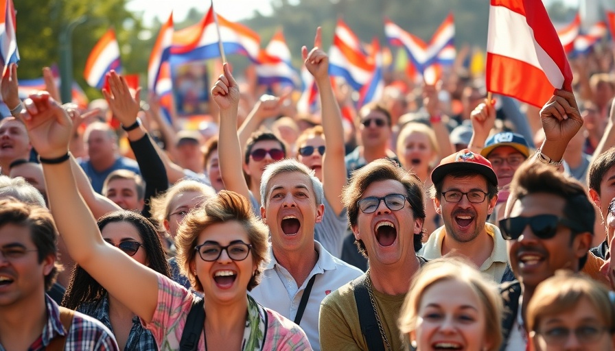 Vibrant crowd with flags at Philippines mid-term elections rally.