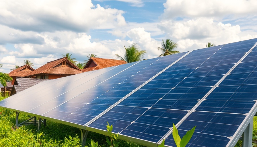 Solar panels in Indonesian village promoting renewable energy investments.