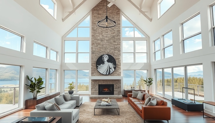 Luxury home features: modern living room with scenic view.