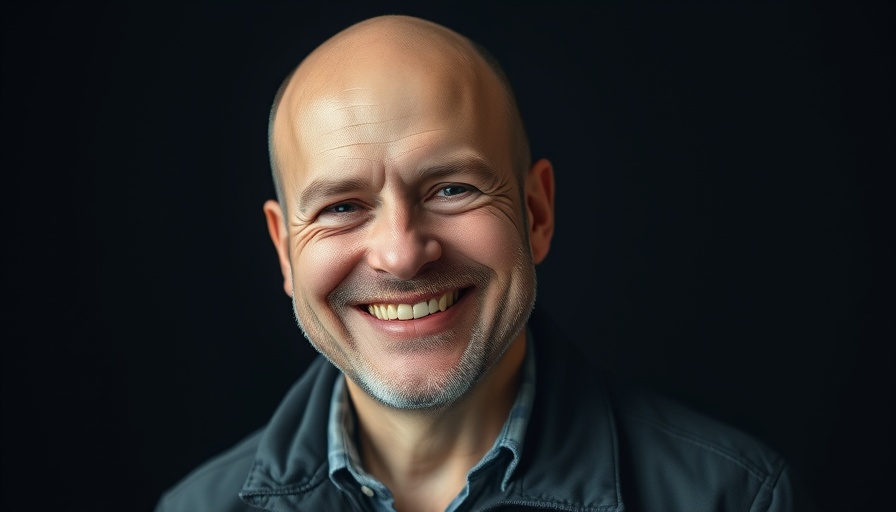 Portrait of a smiling bald man in casual attire