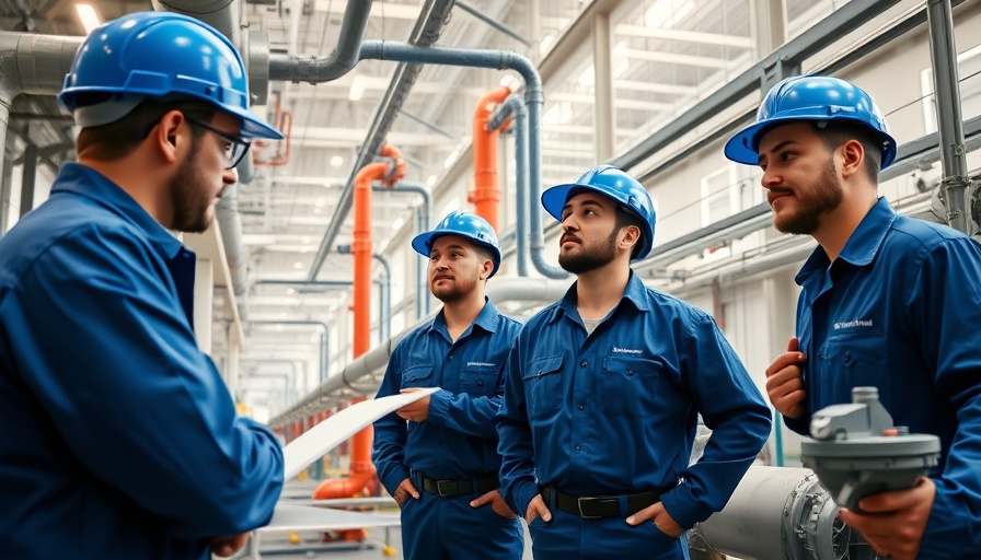 Engineers inspecting pipelines for sustainable development.