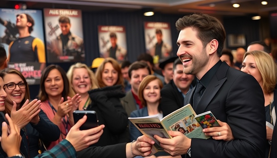 Actor engaging with fans at a movie event.