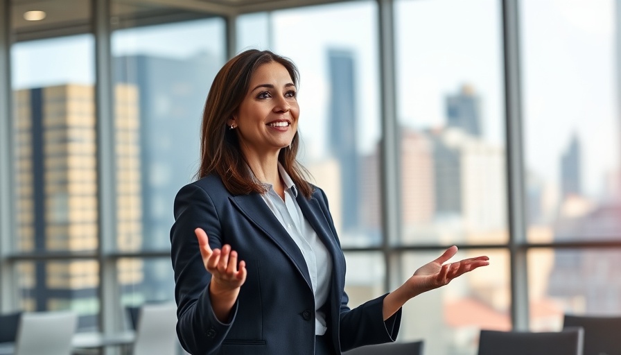 Professional woman at banking conference, mergers and acquisitions focus.
