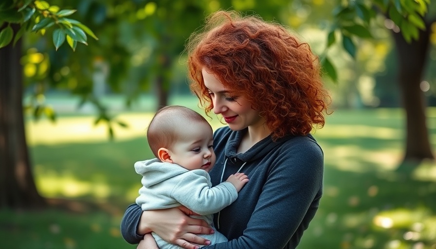 Gen Z parenting styles: young mother holding baby in park.