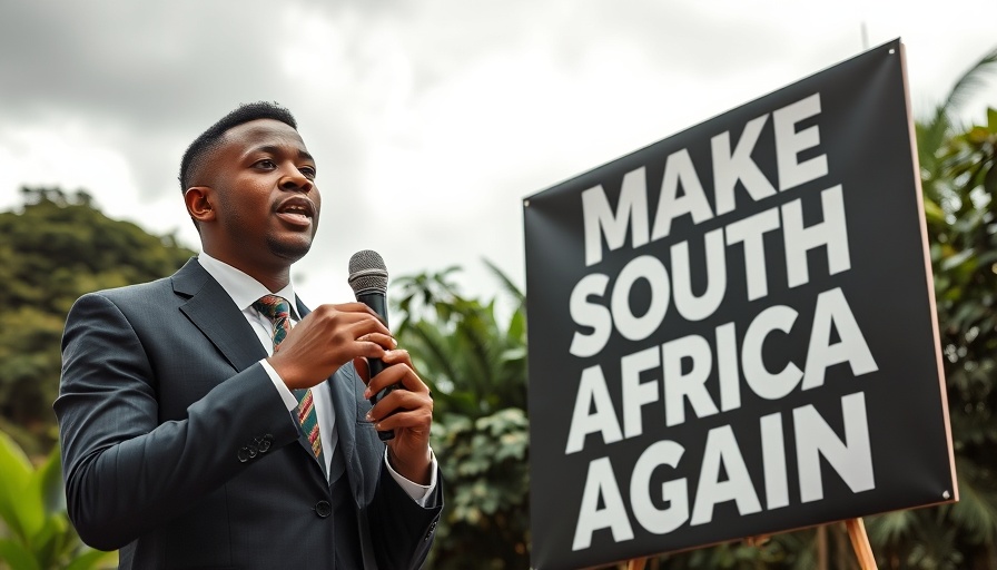 US accepts white South African refugees discussion at outdoor event.