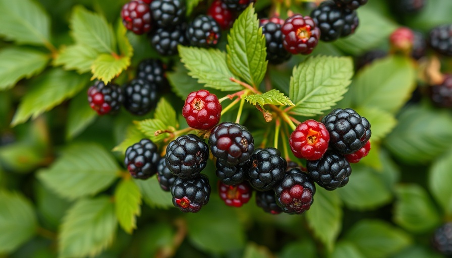 Bramble plants benefits with ripe blackberries on branches.