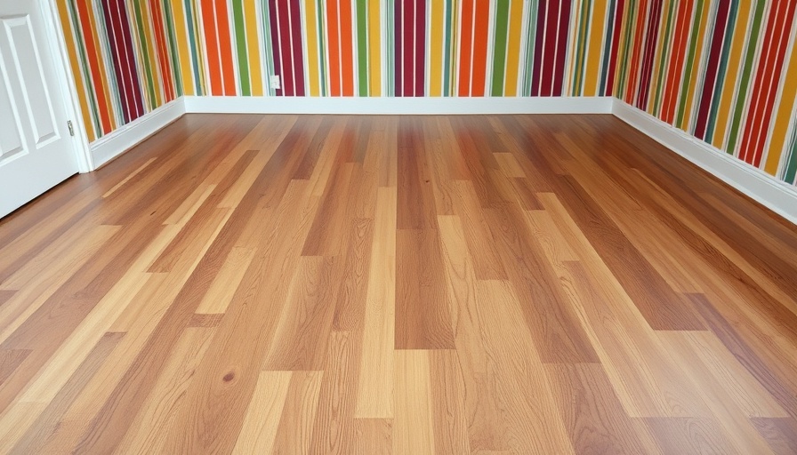 Partially sanded red oak floor with colorful walls in a room.