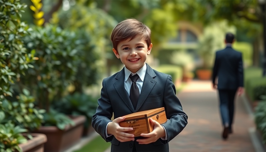 Charming young boy; Keeping the past present in a garden setting.