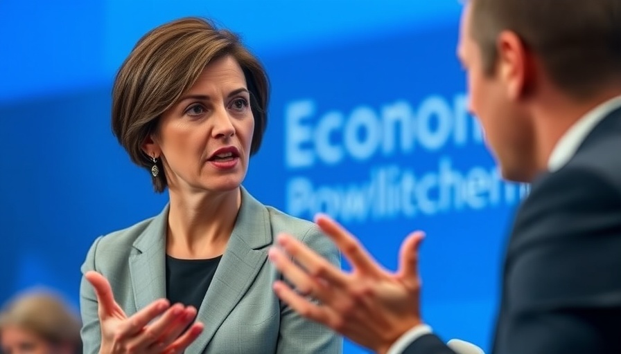 Professional woman discussing baby boomers housing market at conference