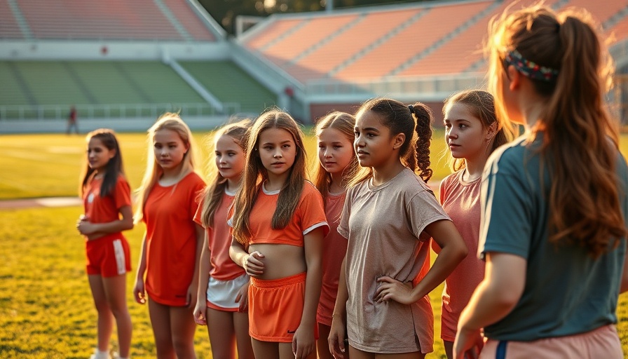 Tam Union high school girls flag football team receiving coaching