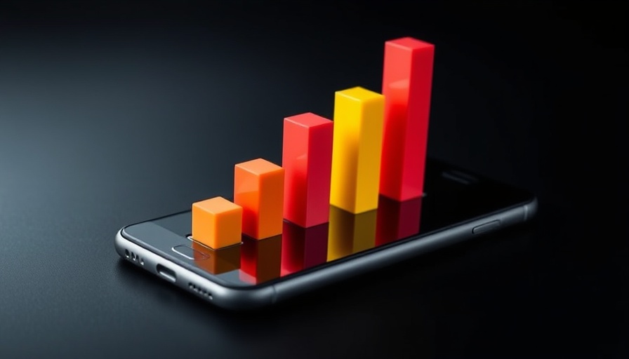3D bar graph on smartphone showing growth trend, InvestingPro.