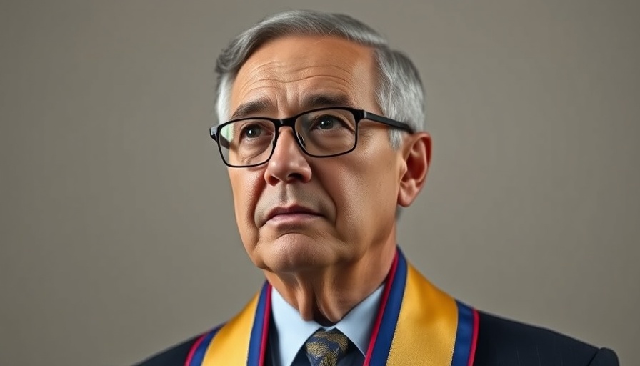 Distinguished man with sash discussing tariffs.