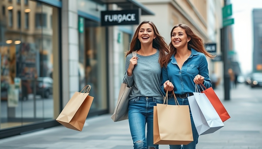 Gen Z women shopping with buy-now-pay-later bags, urban street scene.
