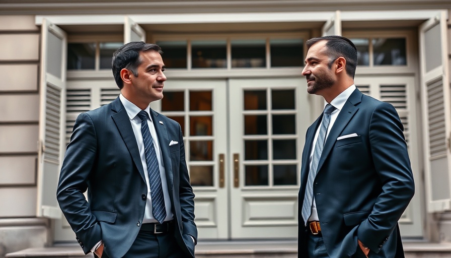 US-China Tariff Talks with two businessmen in formal suits discussing.