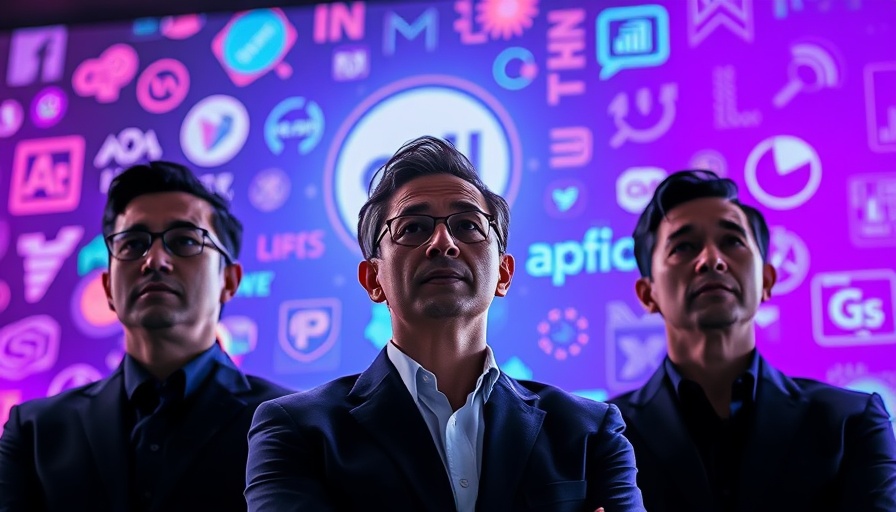 OpenAI funding negotiations concept with executives and digital backdrop.