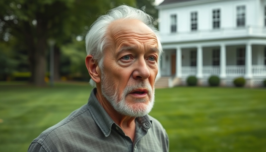 Older man speaking about U.S. drug costs in outdoor setting.