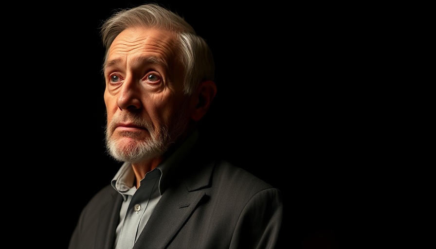 Contemplative older man in dramatic lighting highlighting AI training copyright issues.