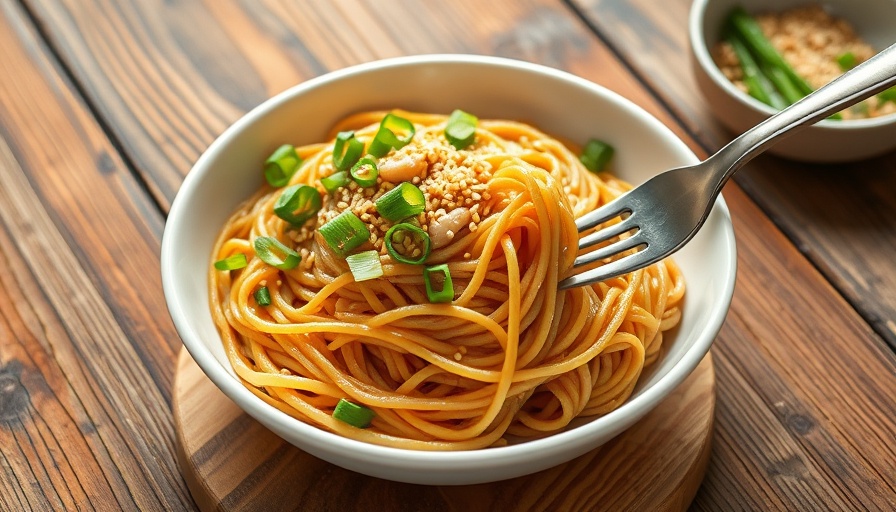 Delicious sesame ramen noodles garnished with green onions.