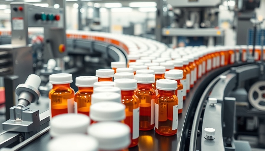 Prescription pill bottles on production line, related to Trump drug pricing plan.