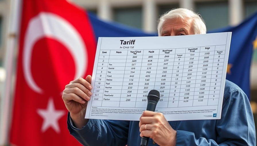 Older male presenting tariff chart amid U.S.-China trade pause.