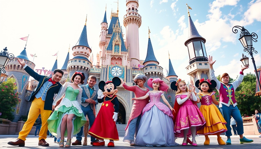 Disneyland Magic Key Passes on Sale with Disney characters posing at Sleeping Beauty Castle.