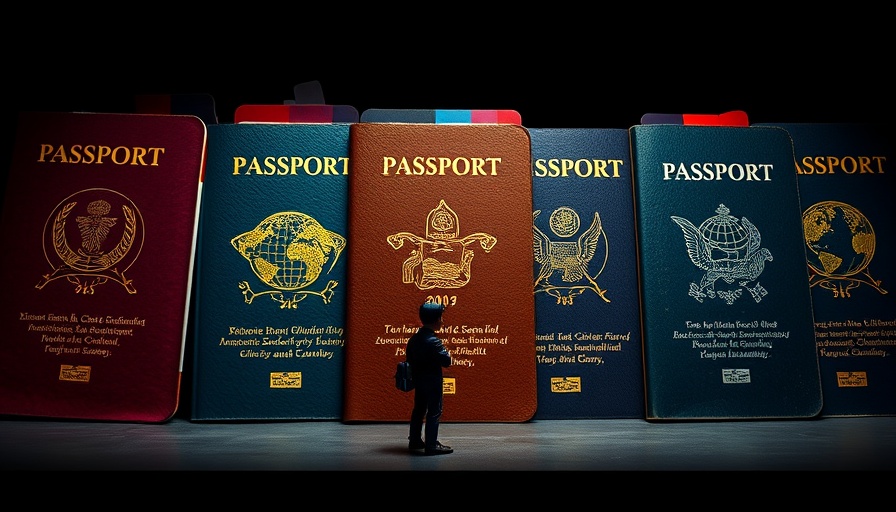 Symbolic representation of UK migration policy impacts with large passports.