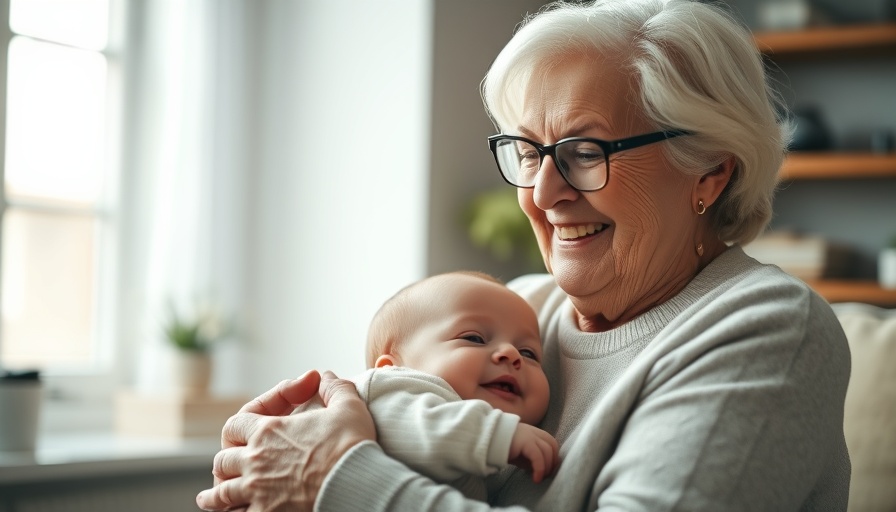 Elderly woman and baby connection in longevity research context.